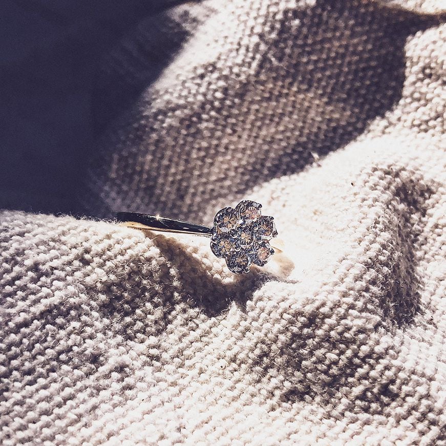 Bicolor Damenring aus Gelb- und Weißgold mit Diamant (0,51 ct) – 14 Karat