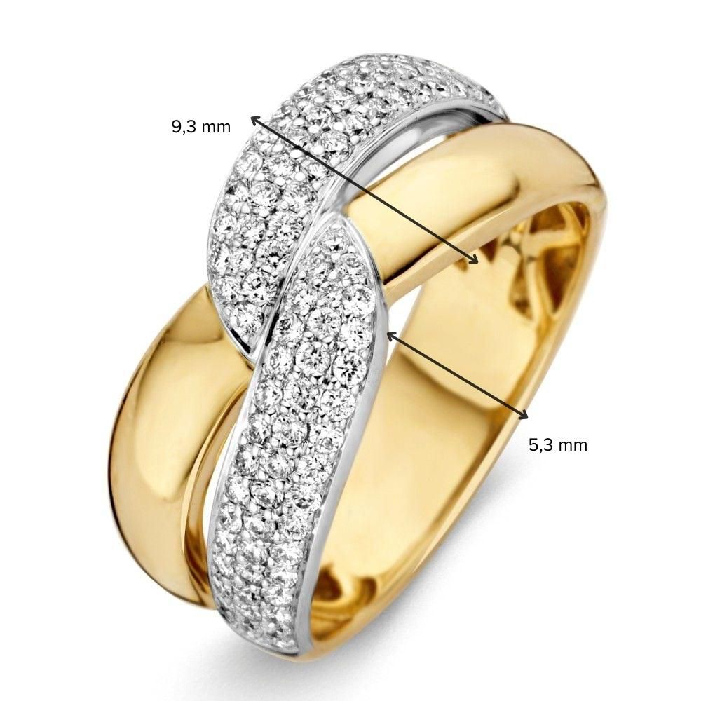 Bicolor-Ring aus Gelb- und Weißgold mit Diamant im Brillantschliff 0,61 ct