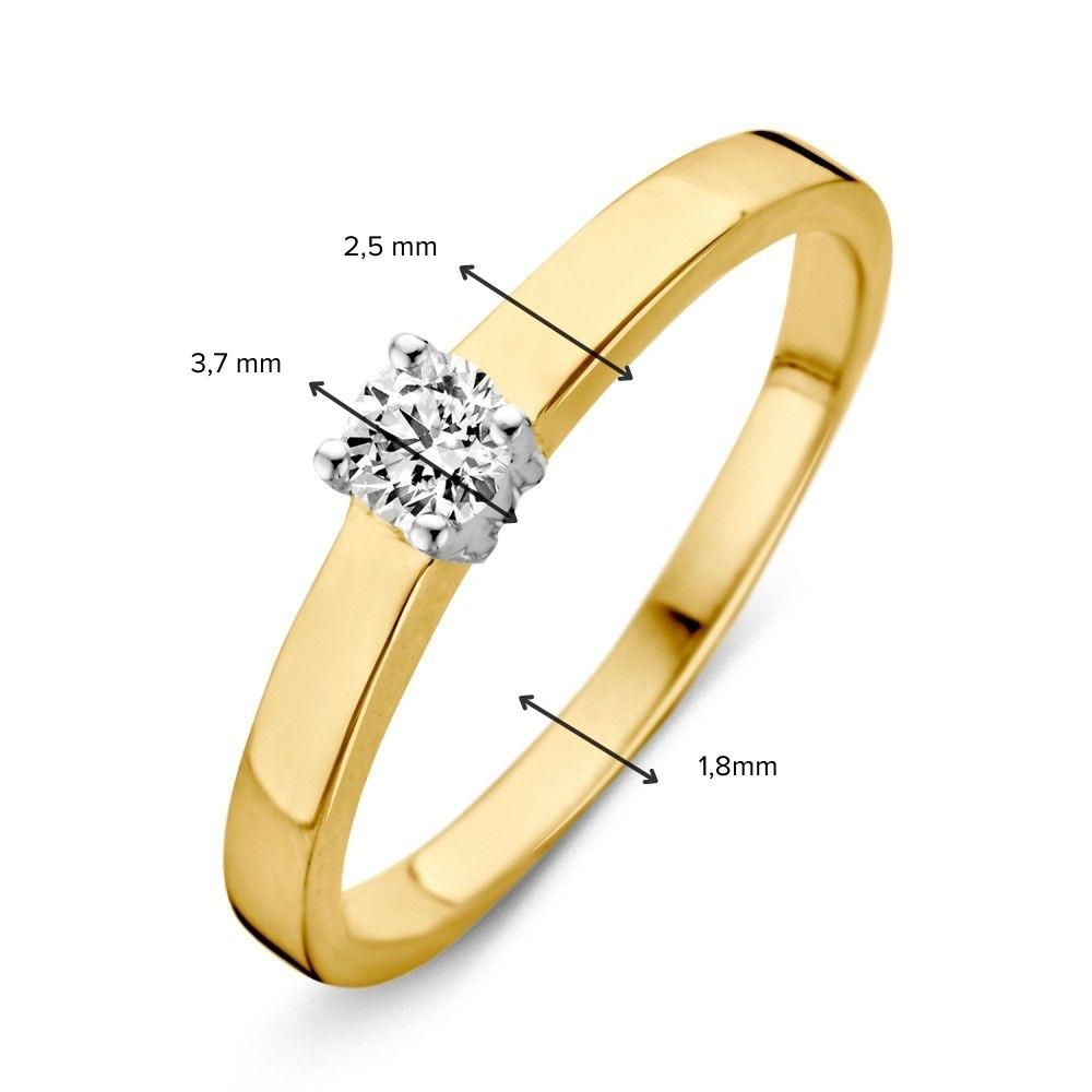 Bicolor Solitärring 14 Karat mit weißem Zirkonia 3,8 mm
