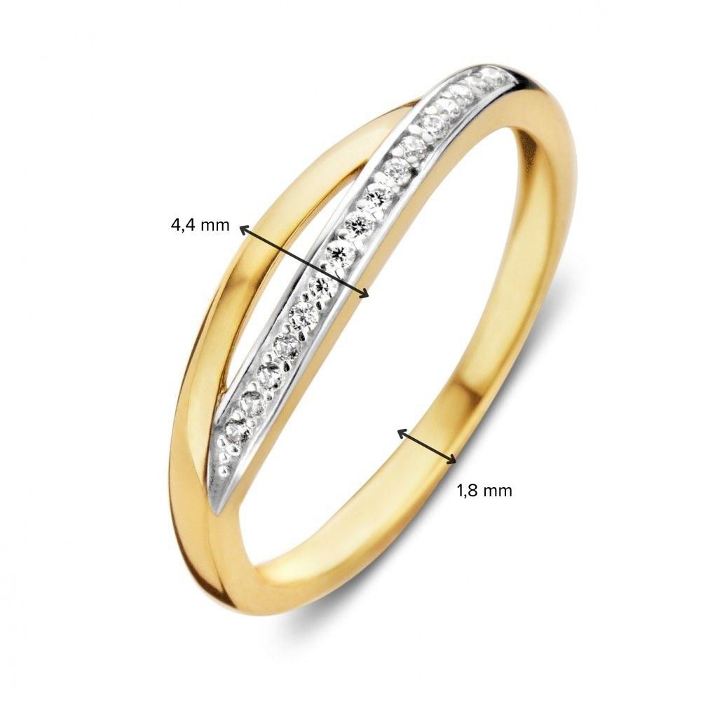 Bicolor-Goldring mit weißem Zirkonia, 14 Karat, 4,4 mm