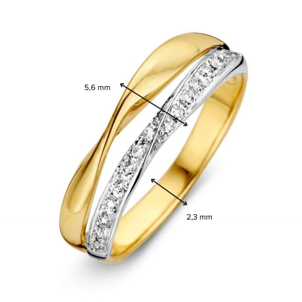 Gelb-weißer Goldring mit Zirkonia – Subtile Eleganz in 14 Karat Gold