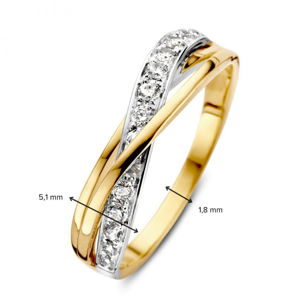 Bicolor Damenring aus Gelb-Weißgold mit Zirkonia | 14 Karat | Eleganter & Raffinierter Ring