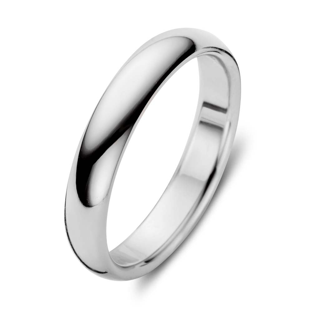 Ring aus Weißgold mit glatter, polierter Oberfläche und schmalem Design von 4 mm