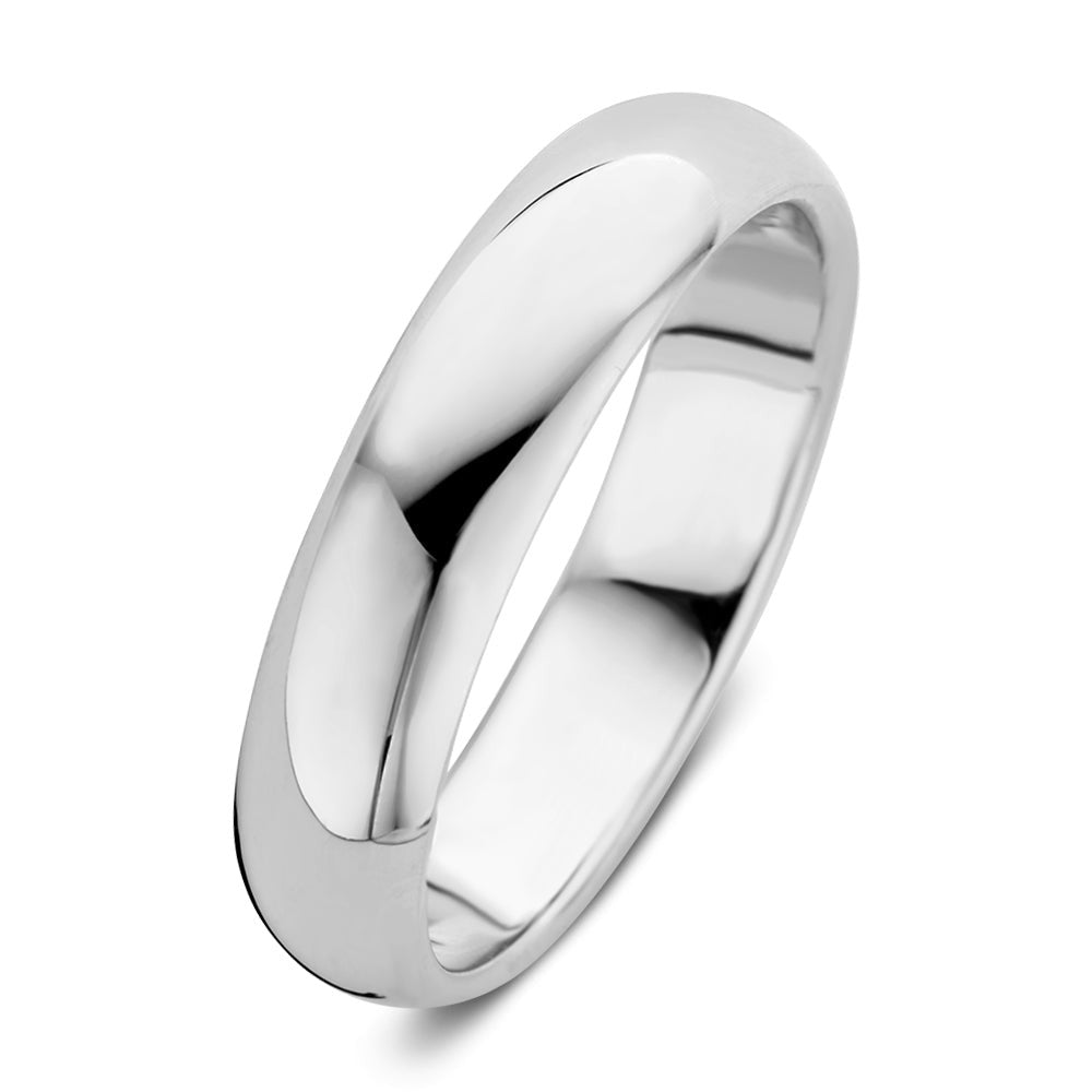 Ring aus Weißgold, 5 mm breit, mit glänzender, glatter Oberfläche