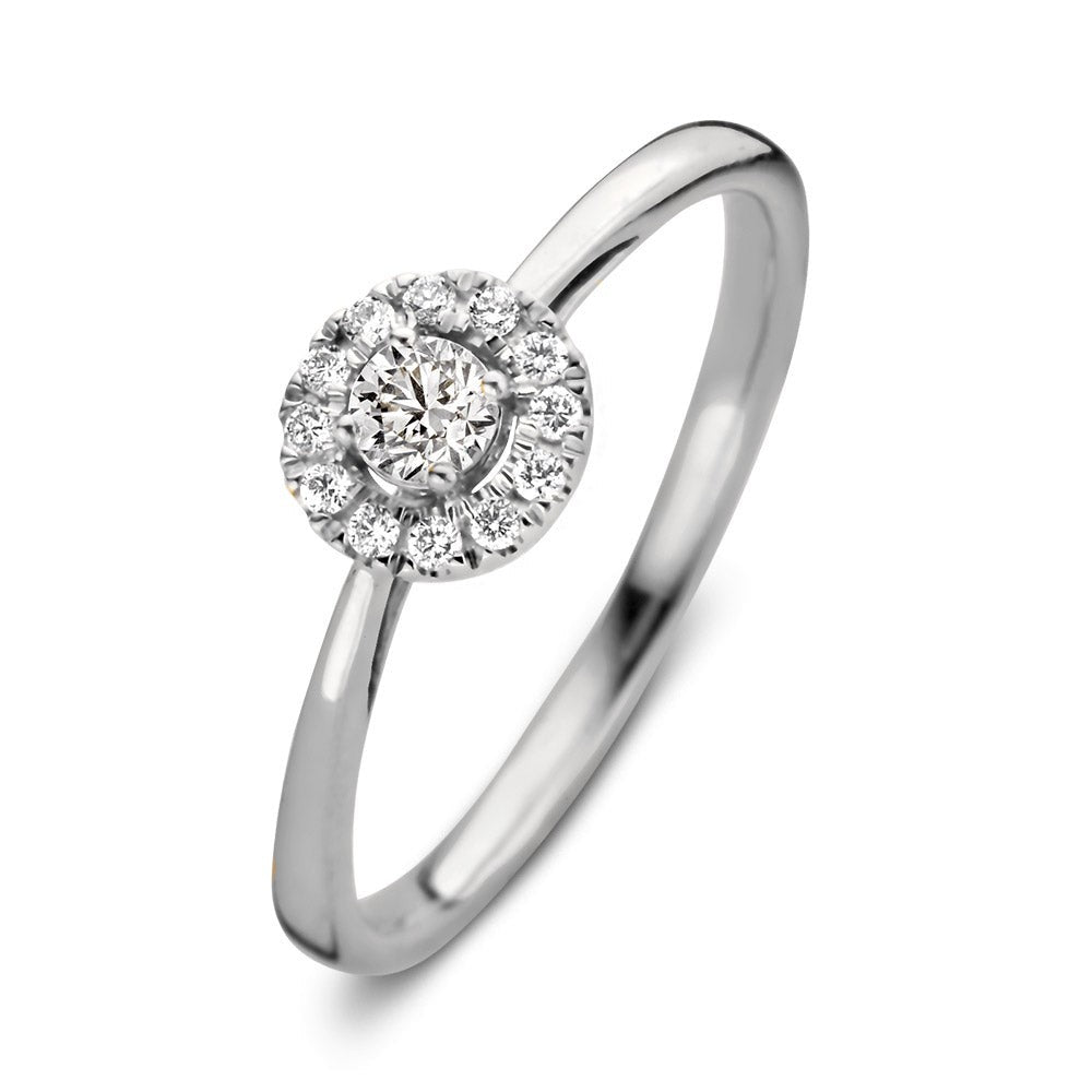 Ring aus Weißgold mit runder Fassung und 0,20 Karat Diamanten
