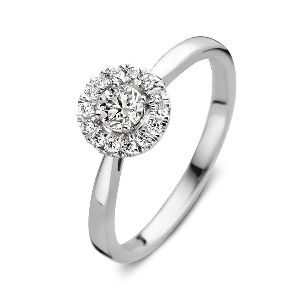 Ring aus Weißgold mit rundem Zifferblatt aus 0,30 ct Diamanten und umlaufenden Brillanten