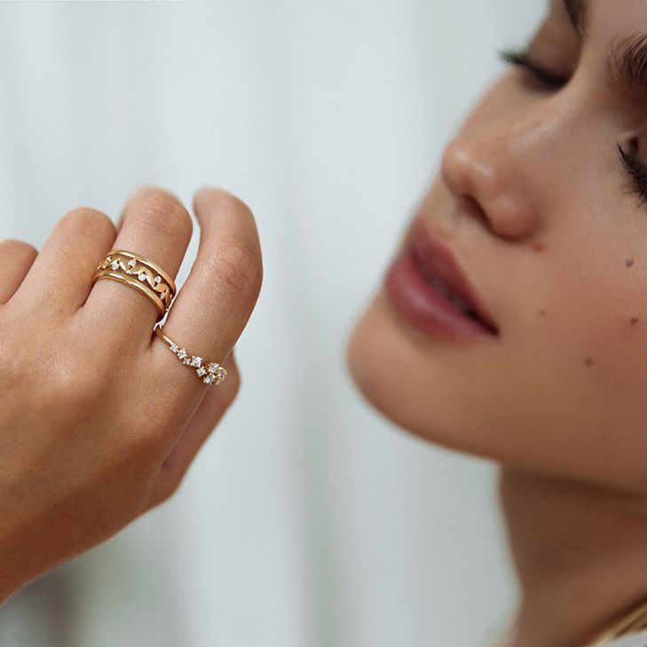 Verspielter Gelbgoldring mit 0,37 ct Diamanten – 14 Karat, H/SI-1 Qualität, eleganter Damenring