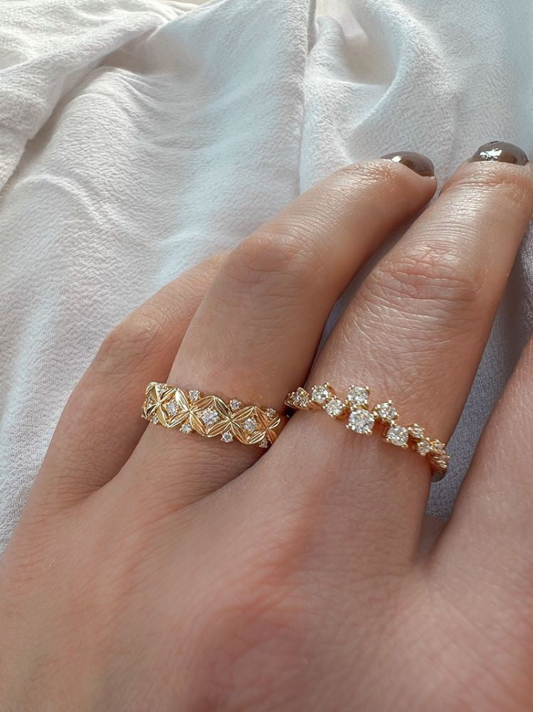 Verspielter Gelbgoldring mit 0,37 ct Diamanten – 14 Karat, H/SI-1 Qualität, eleganter Damenring