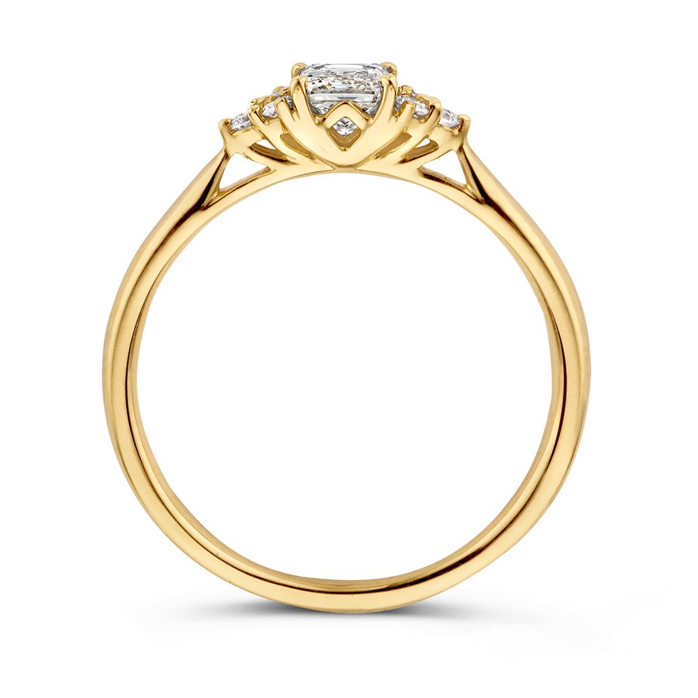 Stilvoller Gelbgold-Diamantring im Vintage-Stil - Prinzessschliff mit Brillanten 0,52 kt.