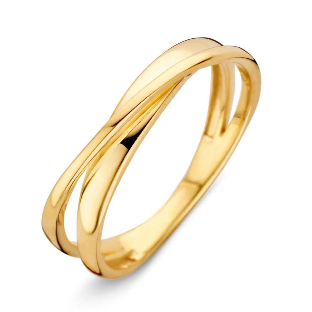Eleganter Ring aus 14 Karat Gelbgold mit geschwungenem Design und glänzender Oberfläche