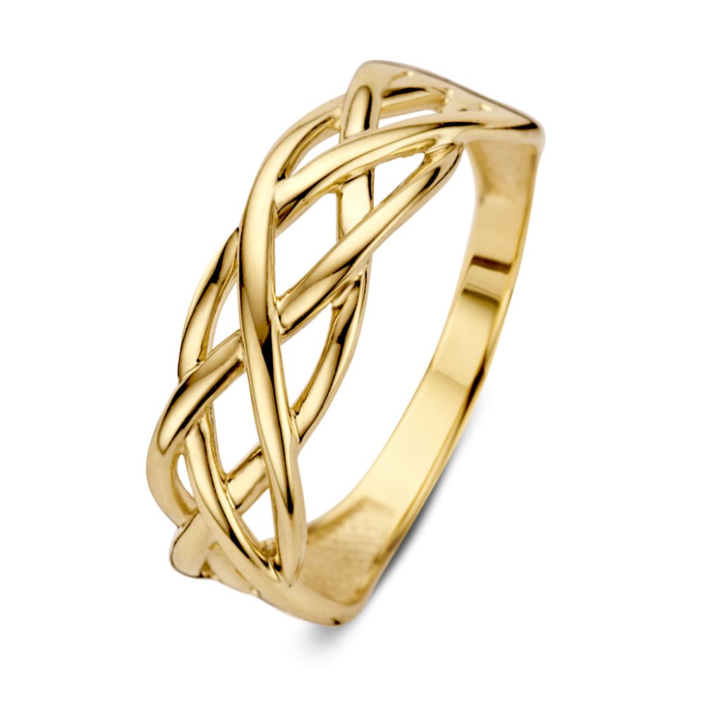 Damenring aus 14 Karat Gelbgold mit elegantem, geflochtenem Design