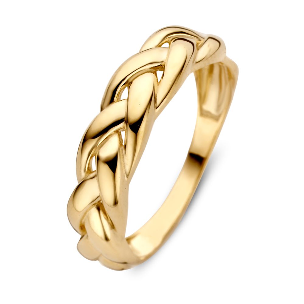 Gelbgoldene geflochtene Schienenring aus 14 Karat mit zeitlosem Design