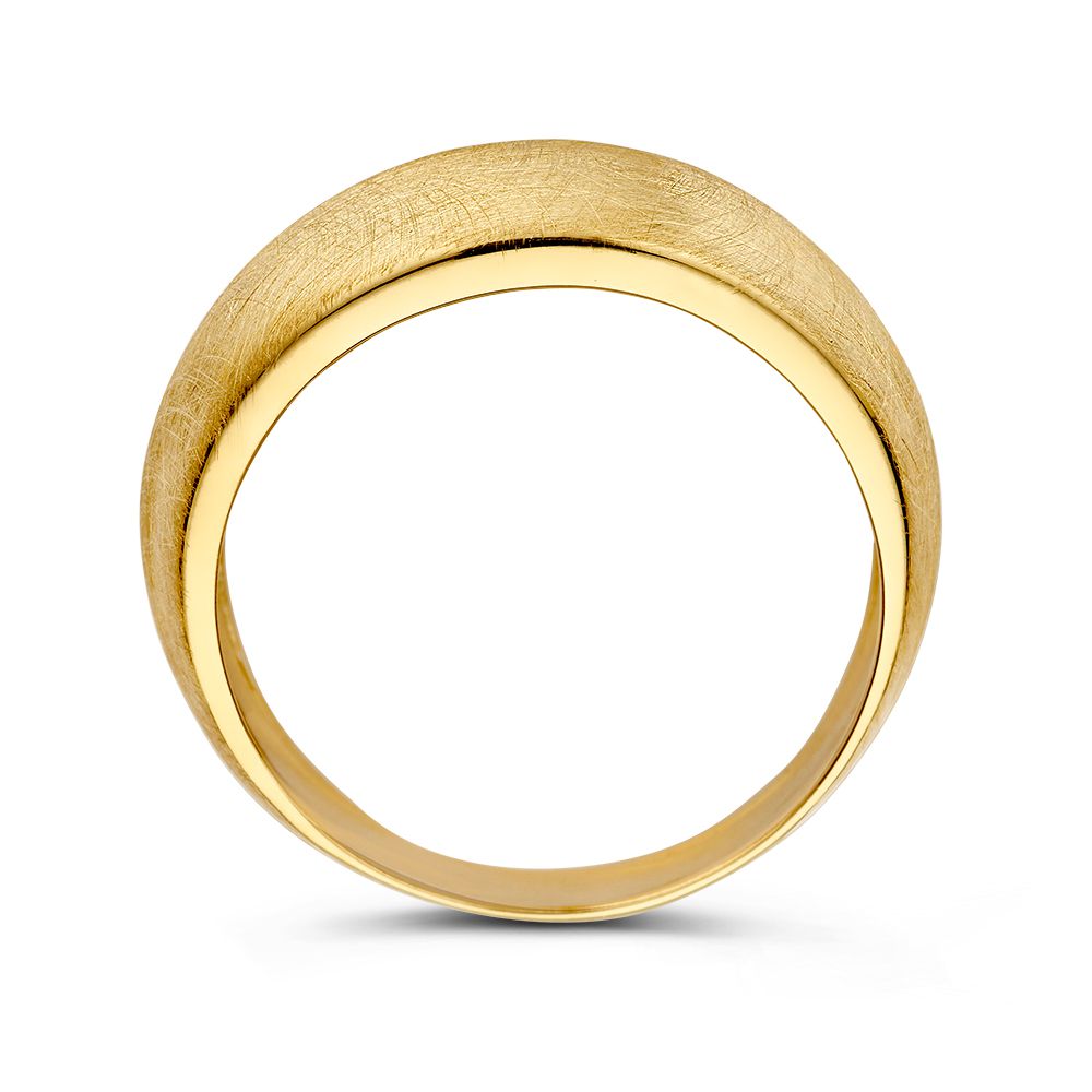 Gold Statement Ring 14 Karat – Gelbgold mit mattiertem und poliertem Design, 10 mm breit, ohne Edelsteine