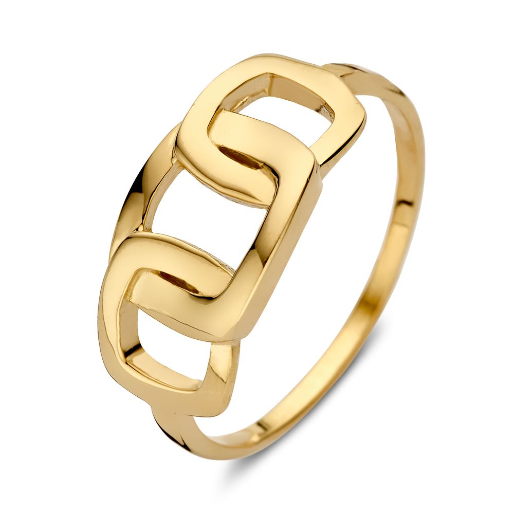Ring aus 14-karätigem Gelbgold mit quadratischen Gliedern im modernen Design