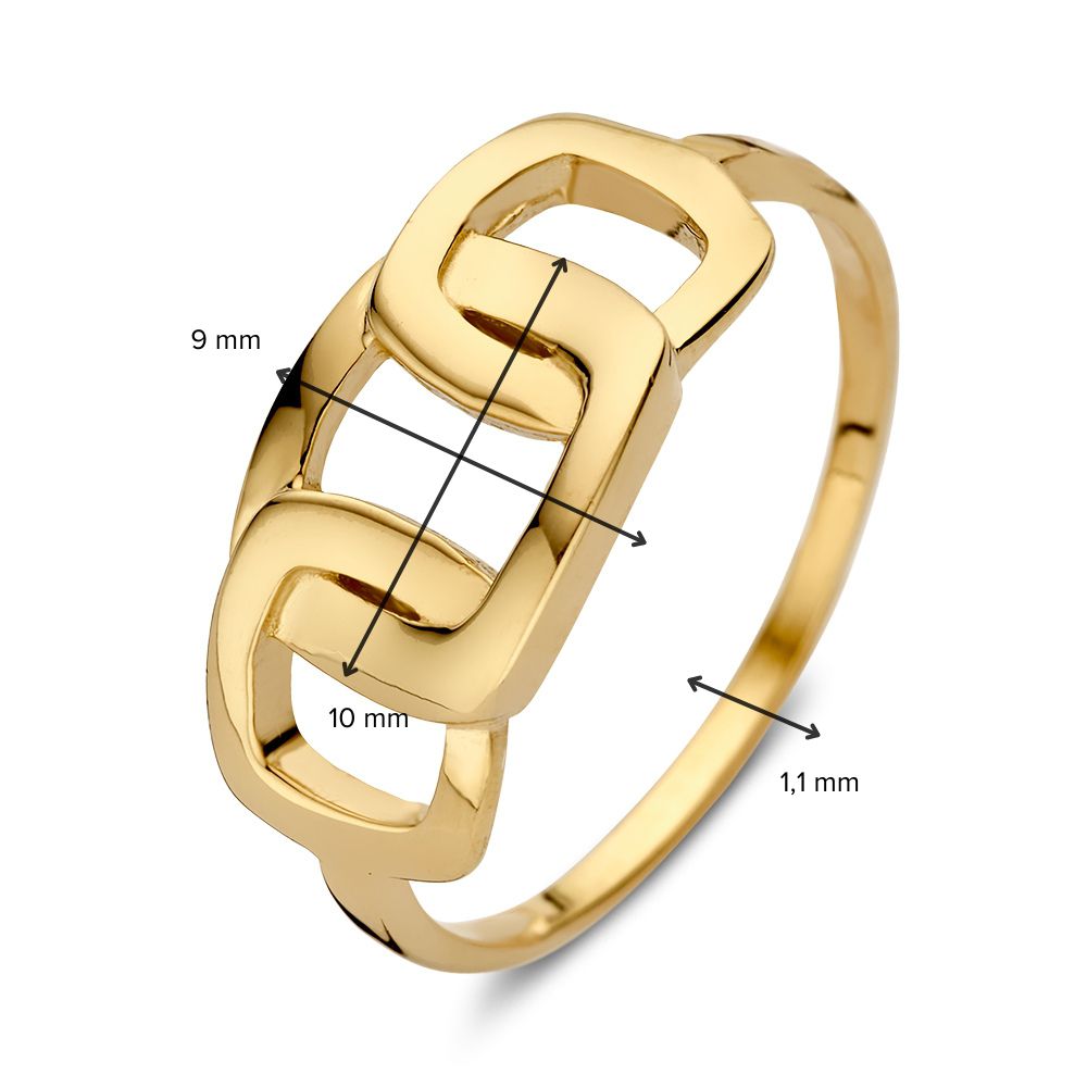 Gelbgoldring mit quadratischen Zwischenelementen – 14 Karat, modernes Design