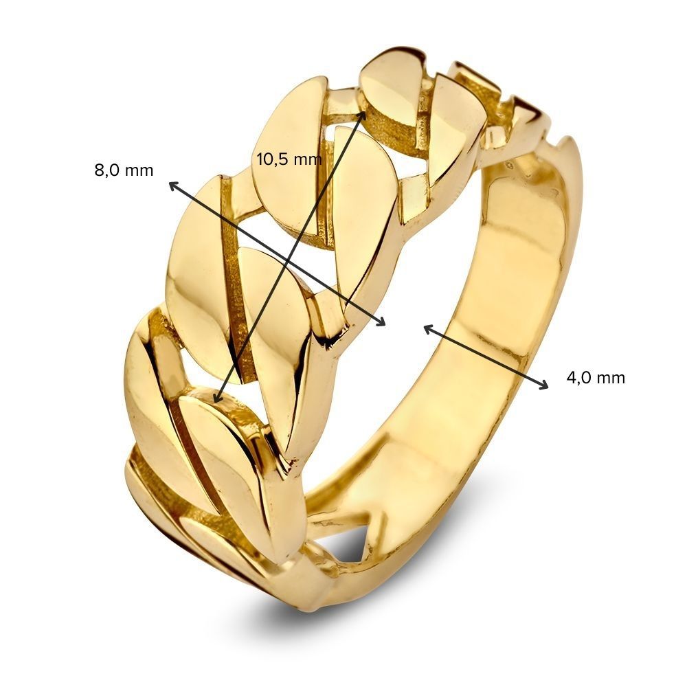 Gelbgoldring mit Gourmetkette | 14 Karat Gold | Van der Kooij