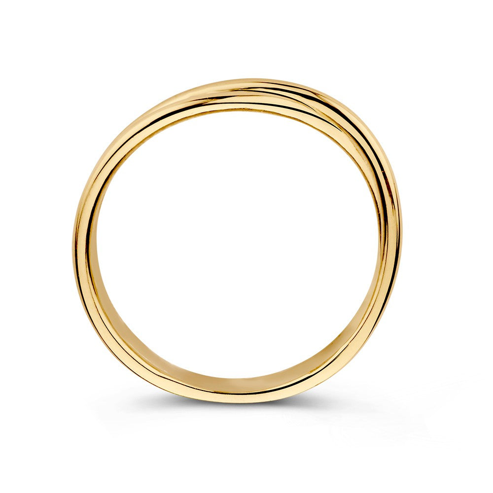 Gelbgold Damenring mit drei überlappenden Bändern – 14 Karat, 5,6 mm breit, 3,5 Gramm