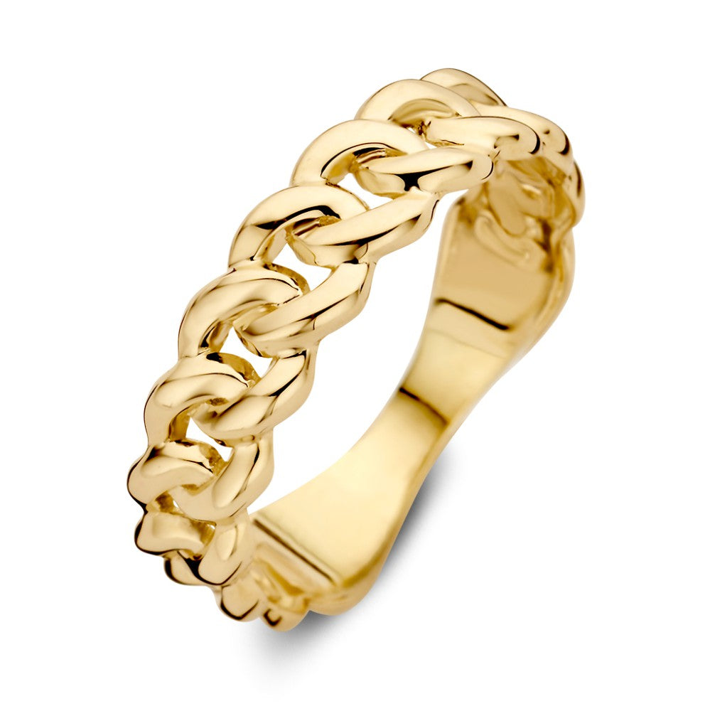 Gelbgoldene Schakelring aus 14kt Gold, 5,3 mm breit, mit glänzender Oberfläche
