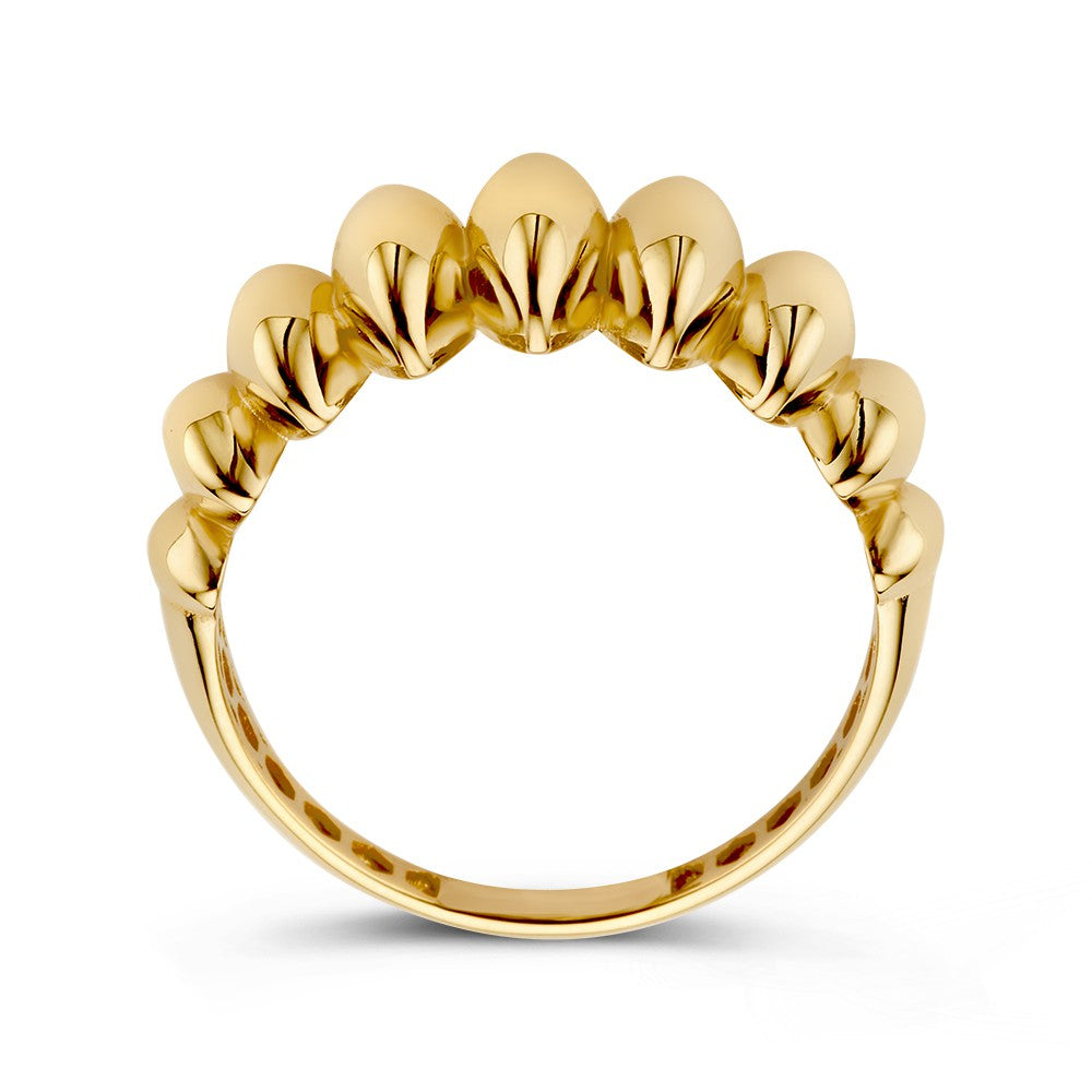 Breiter Gelbgoldring mit spielerischem Design – 14 Karat Gold, 8 mm breit, 2,1 Gramm