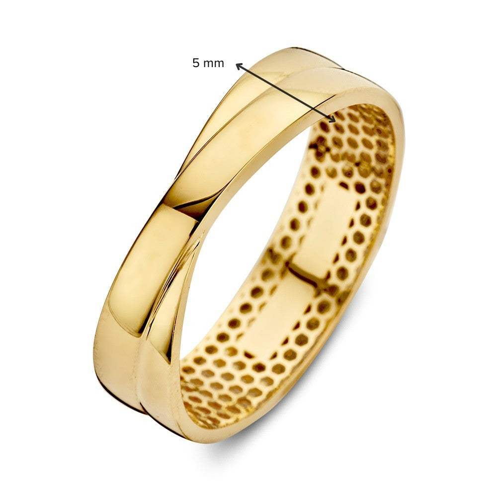 Gelbgoldring mit gekreuztem Band – 14 Karat Gold, 5 mm breit, 1,7 Gramm
