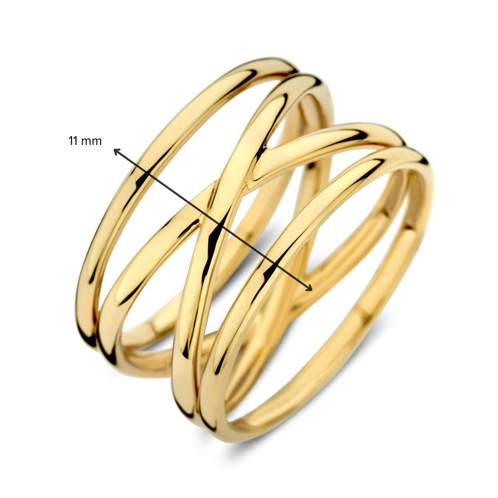 Gelbgoldring mit verschiedenen Goldbändern – 14 Karat Luxus für Damen