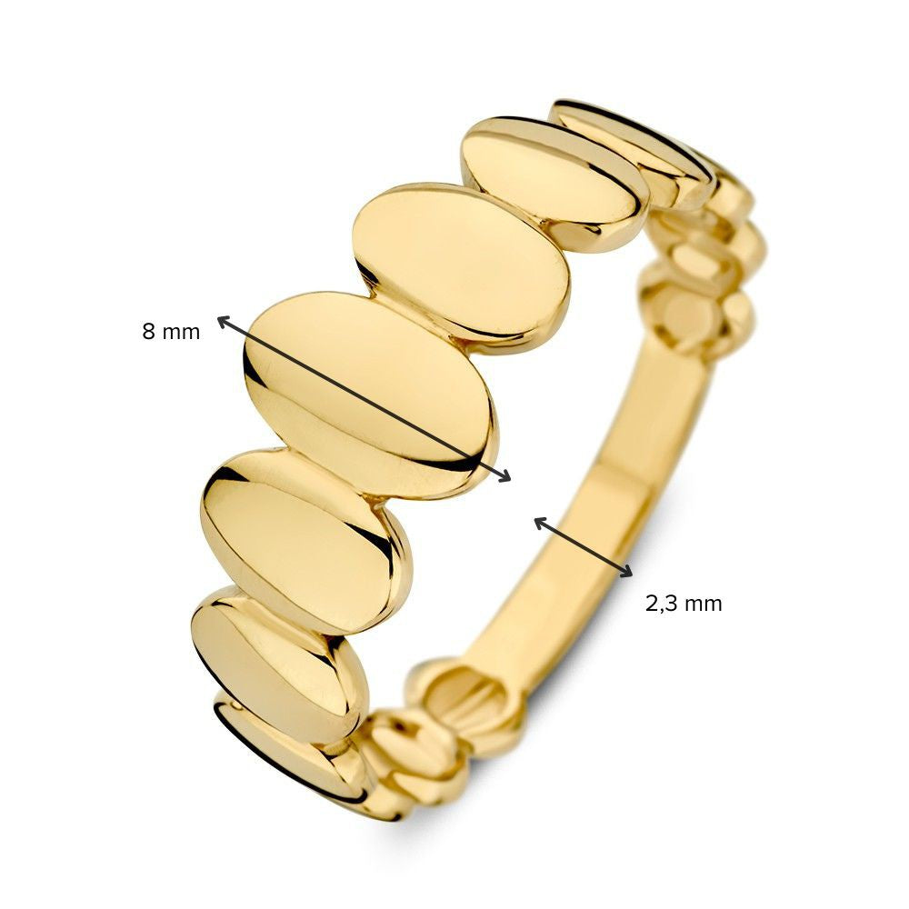 Gelbgoldring mit außergewöhnlichem Design aus ovalen Kugeln – 14 Karat Luxus für Damen