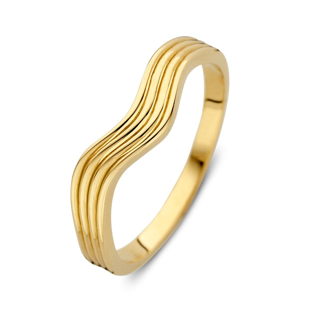 Ring aus 14kt Gelbgold mit gewelltem Band, 5,5 mm breit