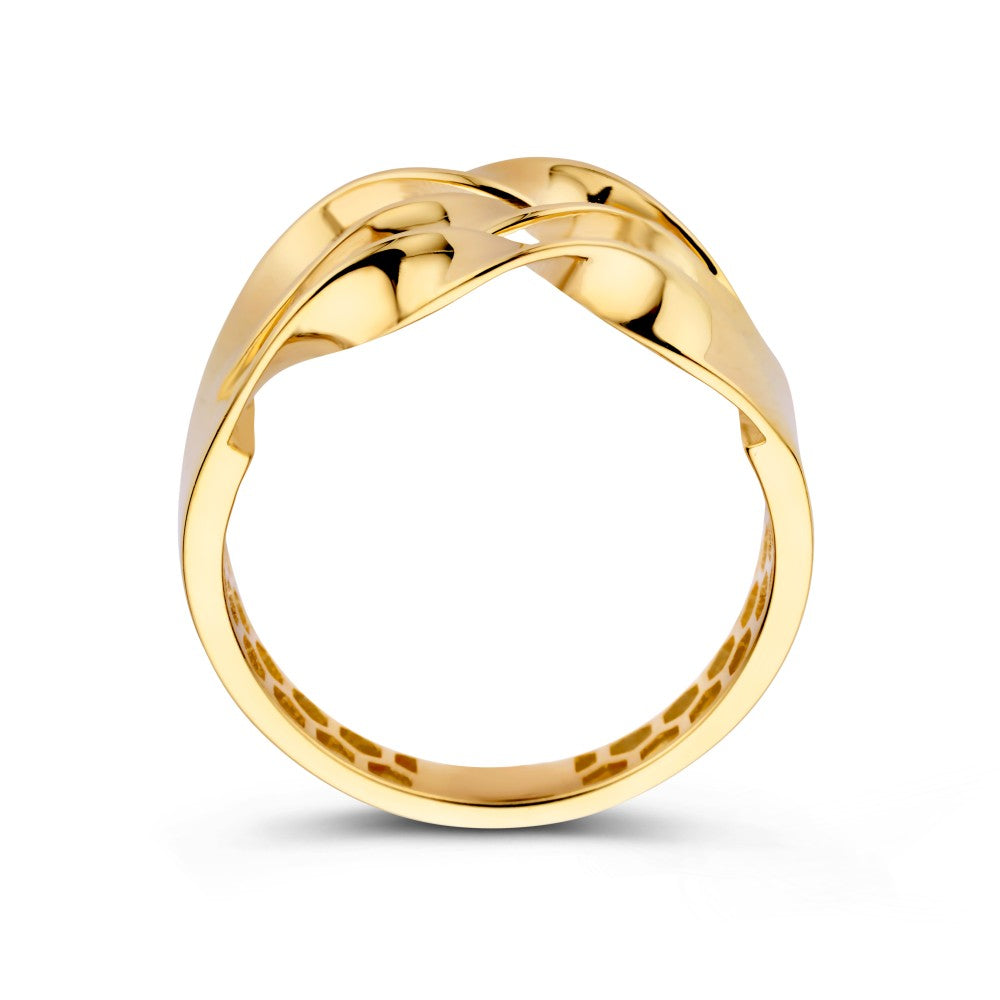 Breiter Gelbgoldring mit drei Goldbändern – Ein Statement von Eleganz