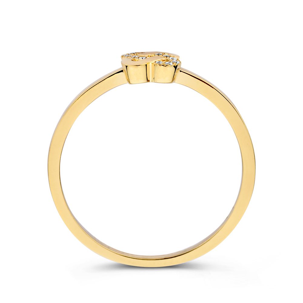 Eleganter Gelbgoldring mit Knotendesign und Diamant: Ein zeitloses Schmuckstück 0,04 kt.