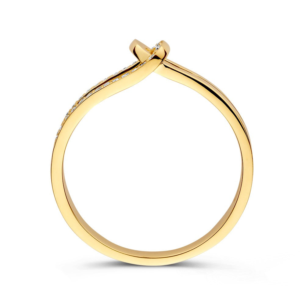 Verfeinerter Gelbgoldring mit Diamant, dezenter Luxus 0,08 ct.