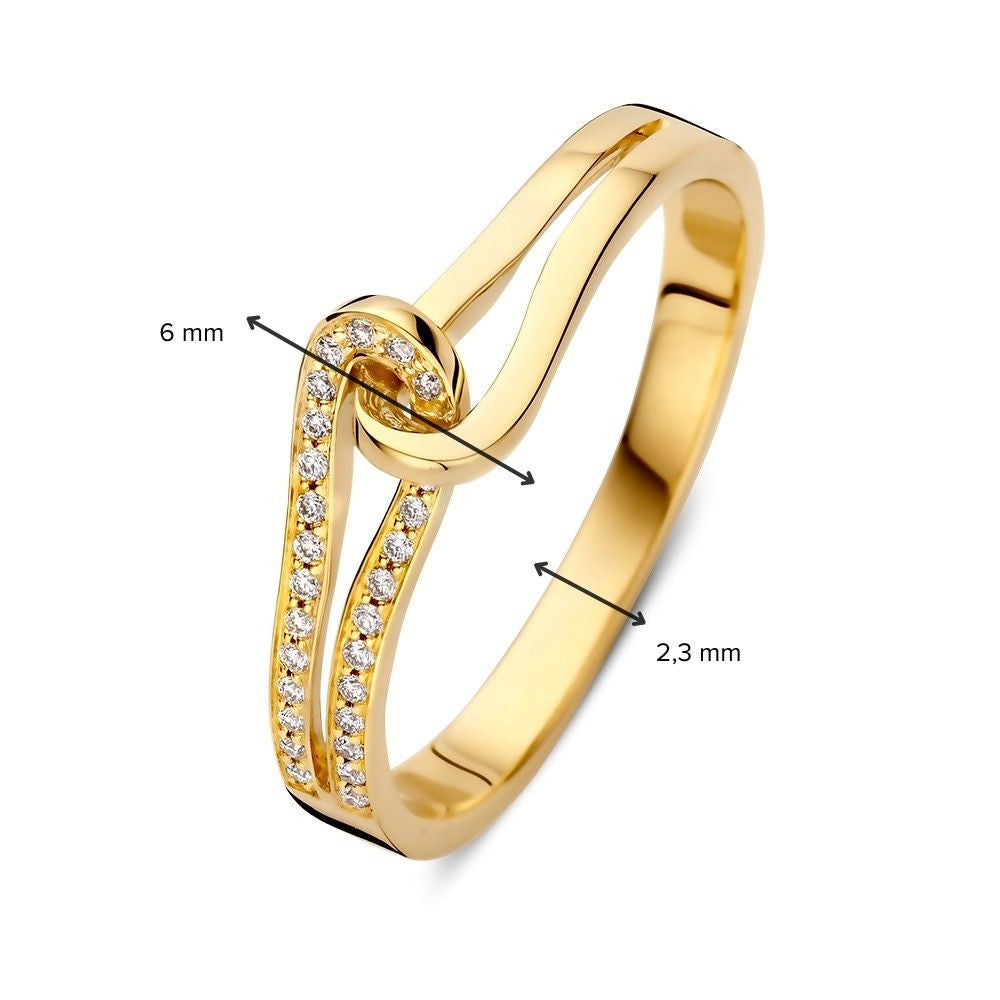 Verfeinerter Gelbgoldring mit Diamant, dezenter Luxus 0,08 ct.