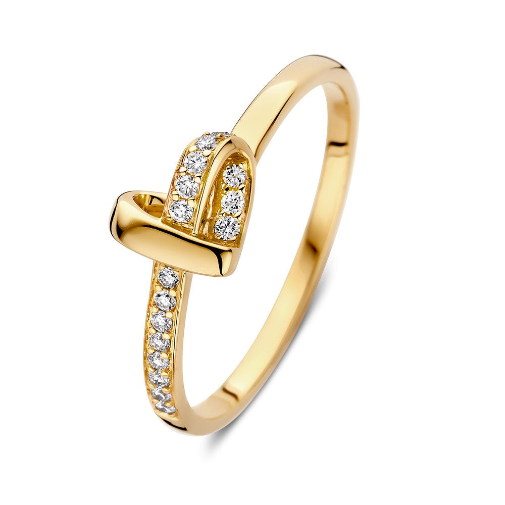 Ring aus Gelbgold mit Herzdesign und Diamanten, 0,11 ct