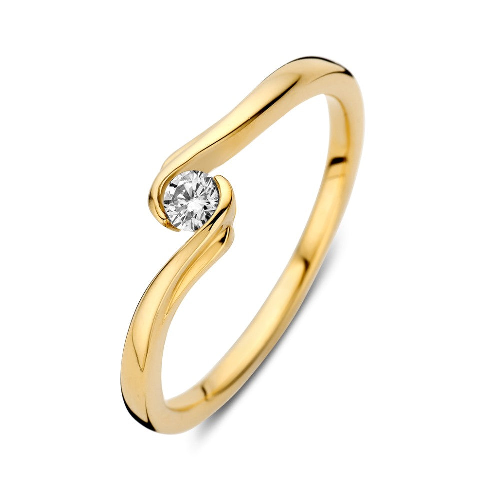 Ring aus Gelbgold mit einem Brillanten von 0,11 ct