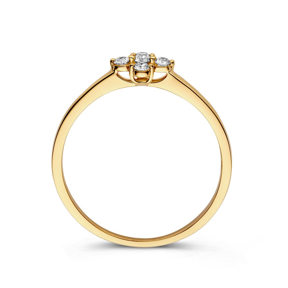 Eleganter Gelbgold Blumenring mit 0,15ct Diamant