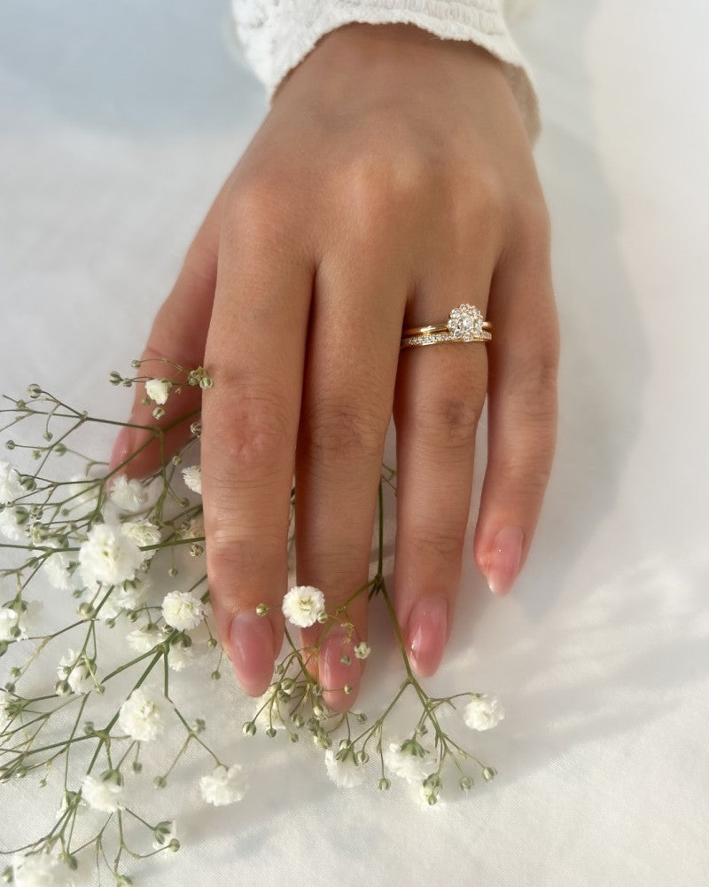 Gelbgold-Damenring mit 0,17 Karat Brillant-Diamant – 14 Karat Gold, H/SI-1 Qualität – Kostenloser Versand