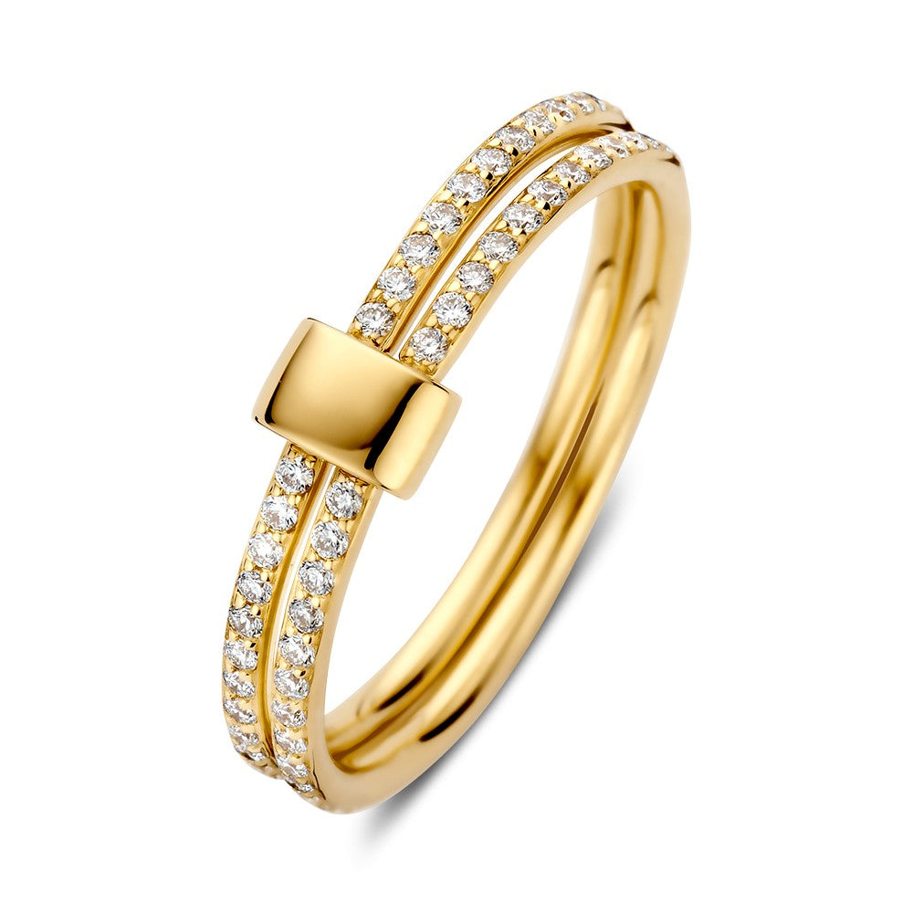 Gelbgoldener Ring mit funkelndem Diamant, 14 Karat Gold und 0,28 Karat Diamant