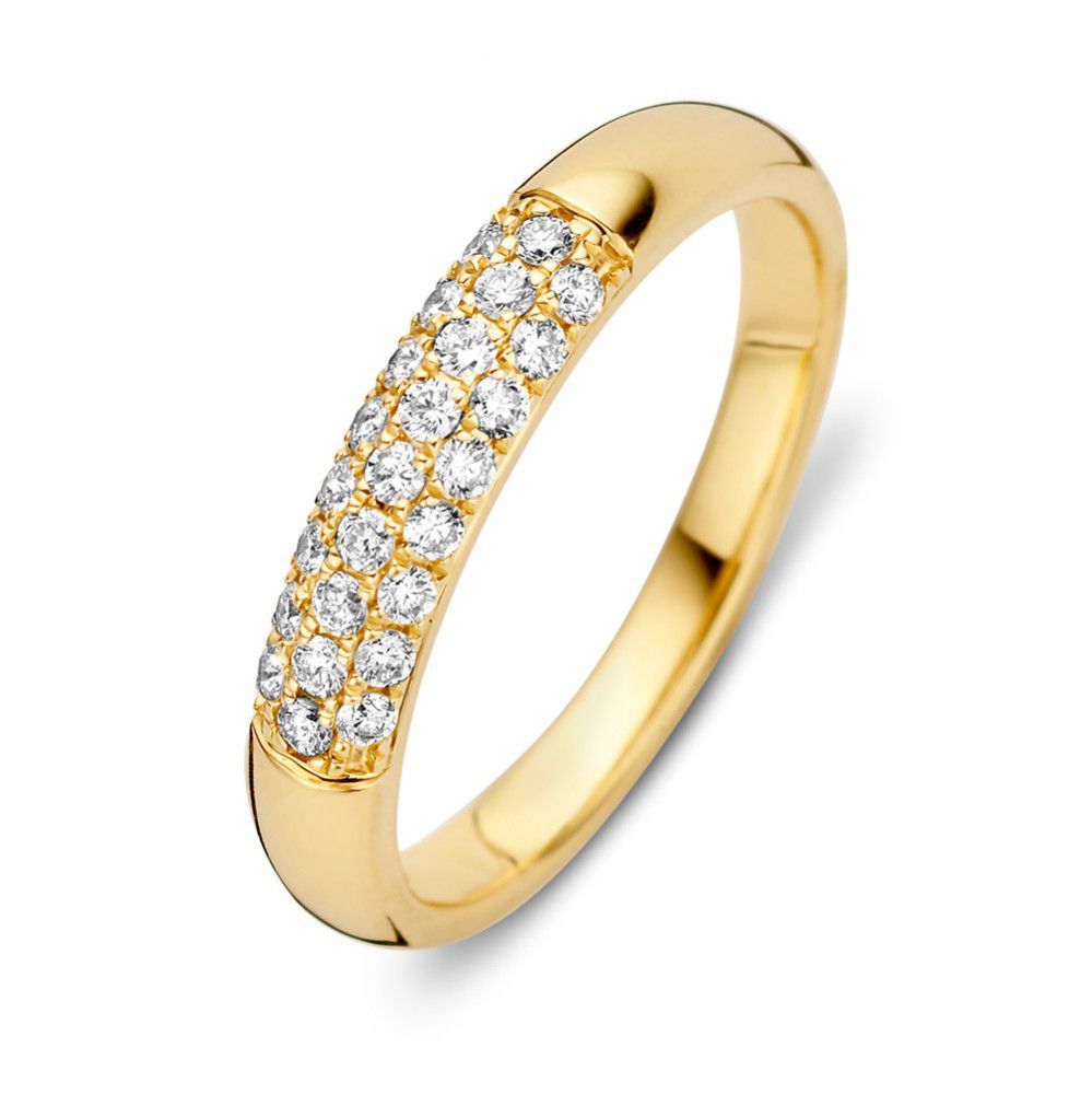 Stilvolle Ring aus 14-karätigem Gelbgold mit Pavé-Setzung und 0,32 ct Diamanten