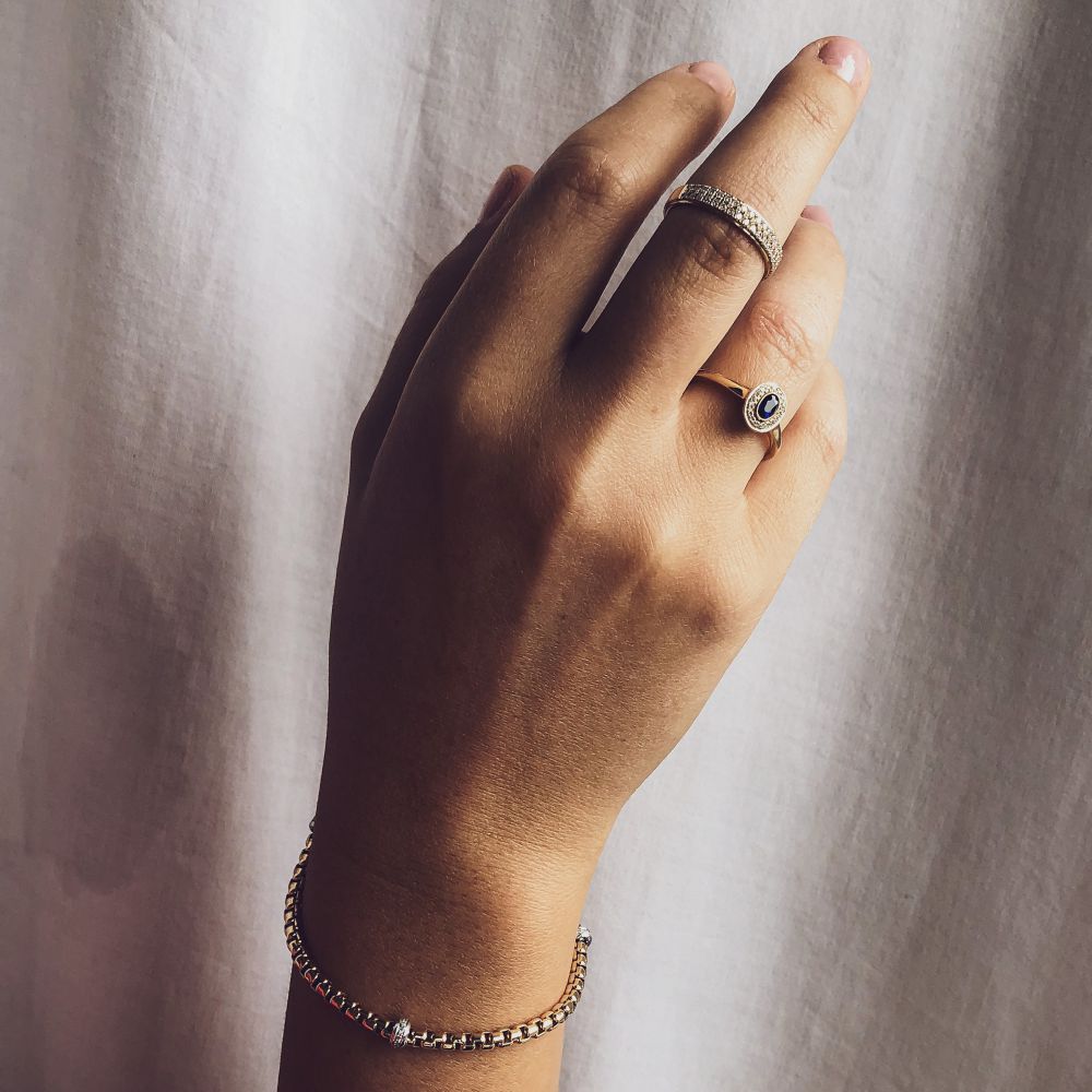 Gelbgold Damenring mit Brillant in Pavé-Fassung – 14 Karat, 0.33 Karat Diamant – Kostenloser Versand