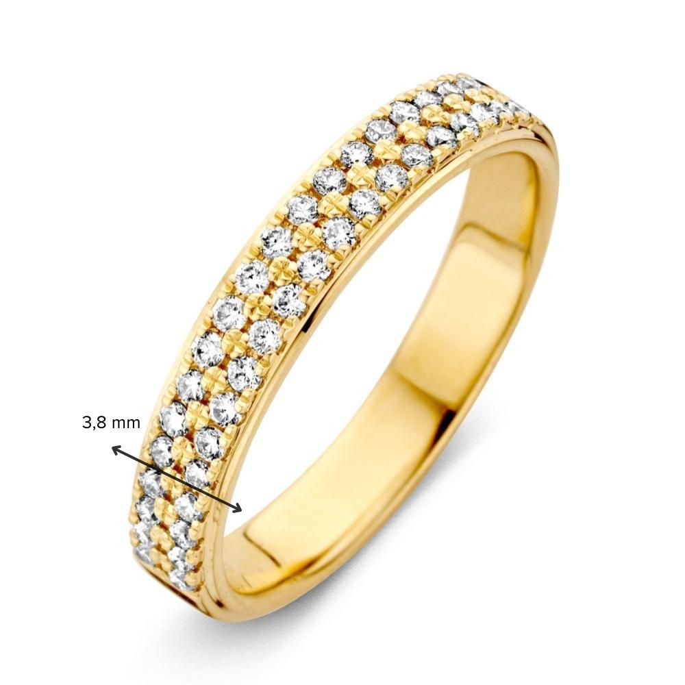 Gelbgold Damenring mit Brillant in Pavé-Fassung – 14 Karat, 0.33 Karat Diamant – Kostenloser Versand