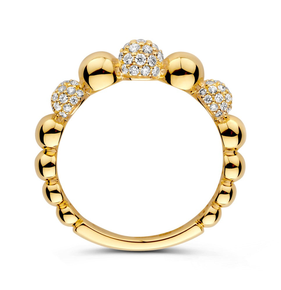 Eleganter Gelbgoldring mit Diamanten – 14 Karat Gold, 0,42 ct Diamanten