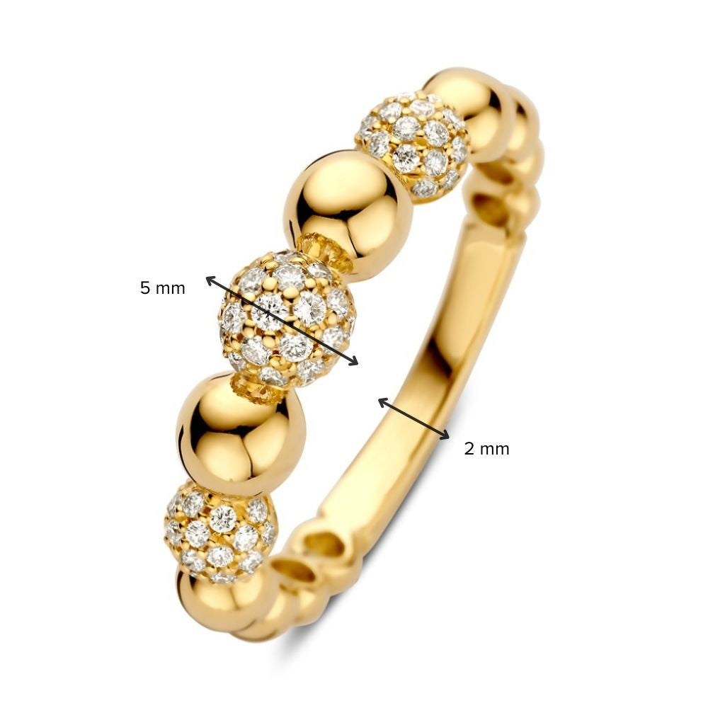Eleganter Gelbgoldring mit Diamanten – 14 Karat Gold, 0,42 ct Diamanten