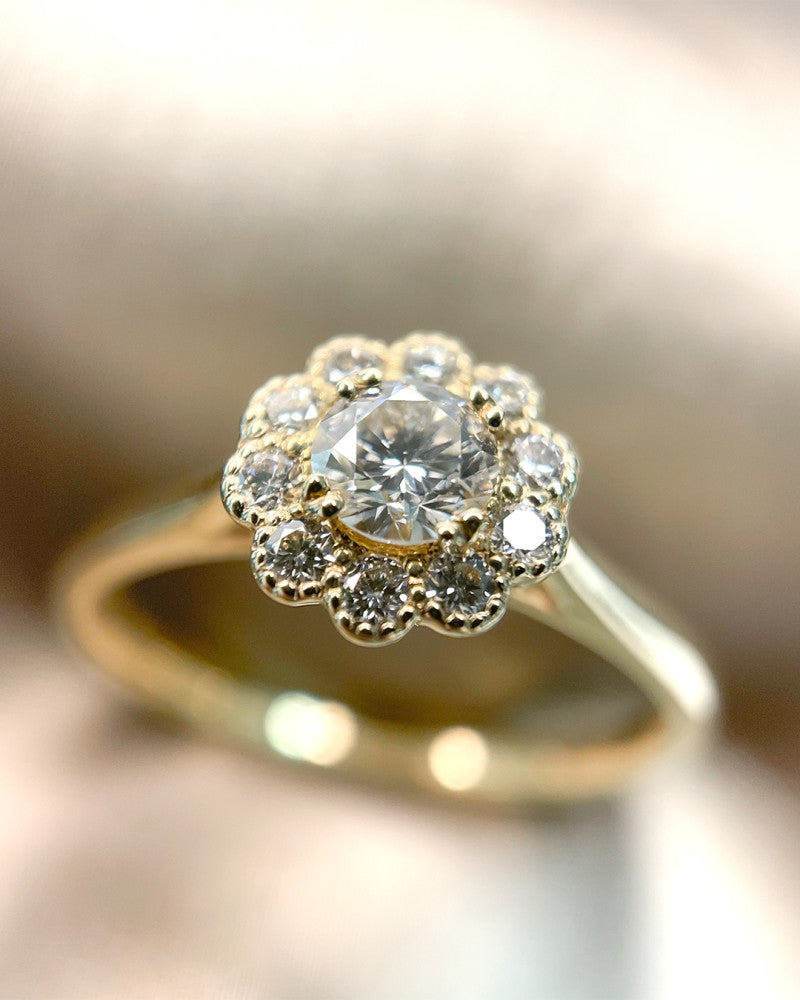 Gelbgold Vintage Entourage Ring mit Diamanten – 14 Karat Gold, 0.43ct Diamanten