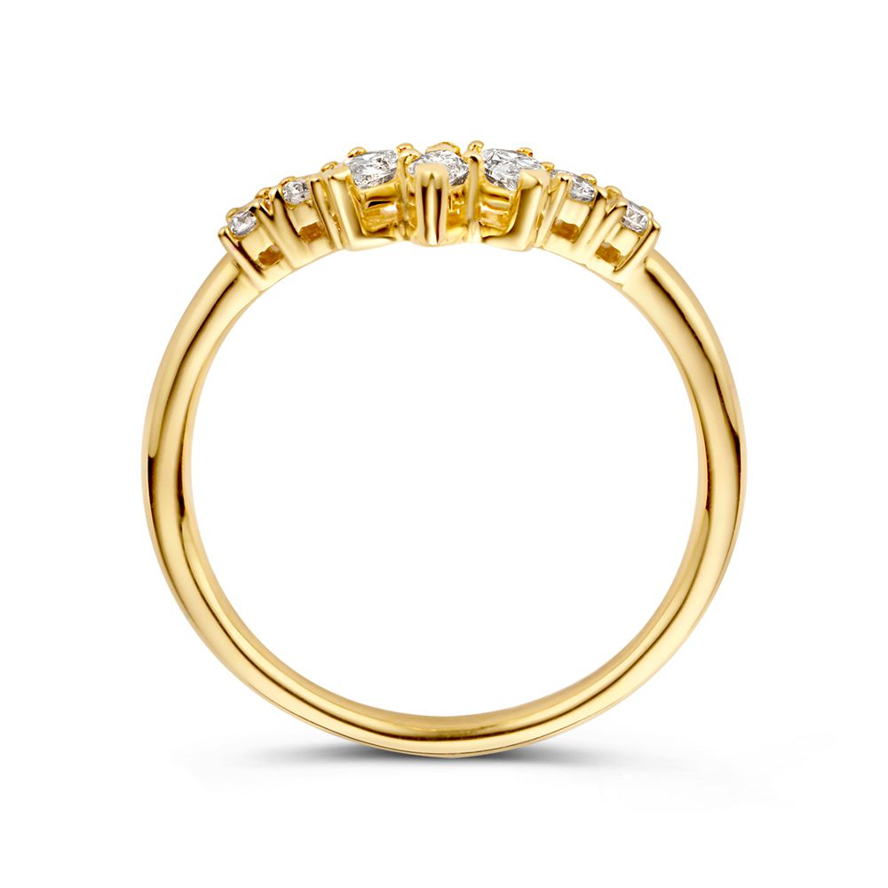 Prächtiger Gelbgold Damenring mit Diamanten und Marquise geschliffenen Steinen 0,47 ct.