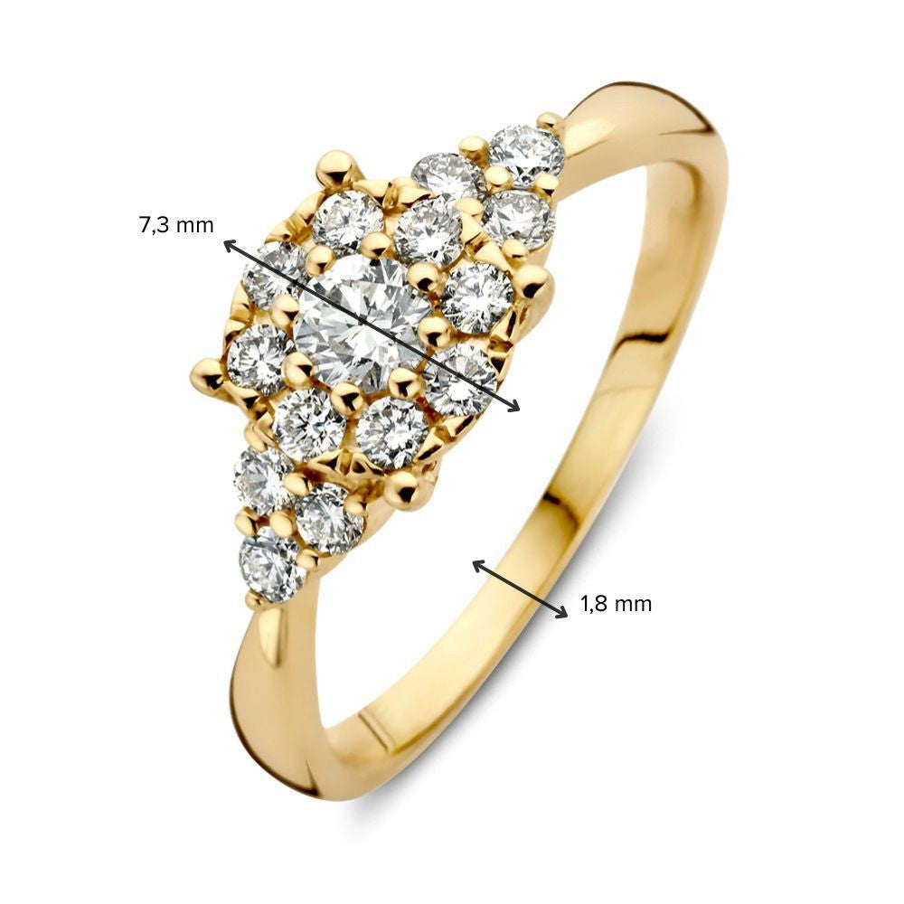 Prächtiger Entourage-Ring aus Gelbgold mit Brillanten – 14 Karat 0,56 Karat.