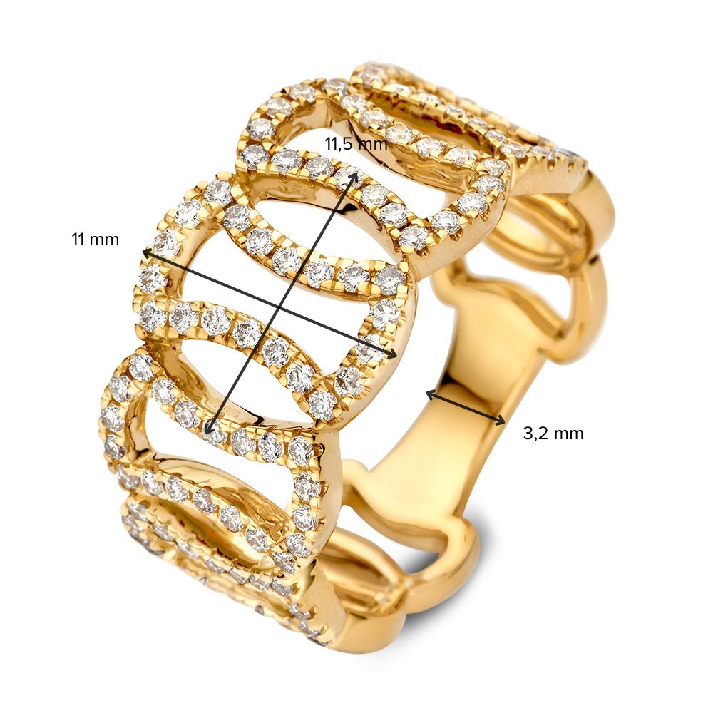Einzigartiger Gelbgold Statement-Ring mit funkelnden Diamanten – 14 Karat 0.65 ct.