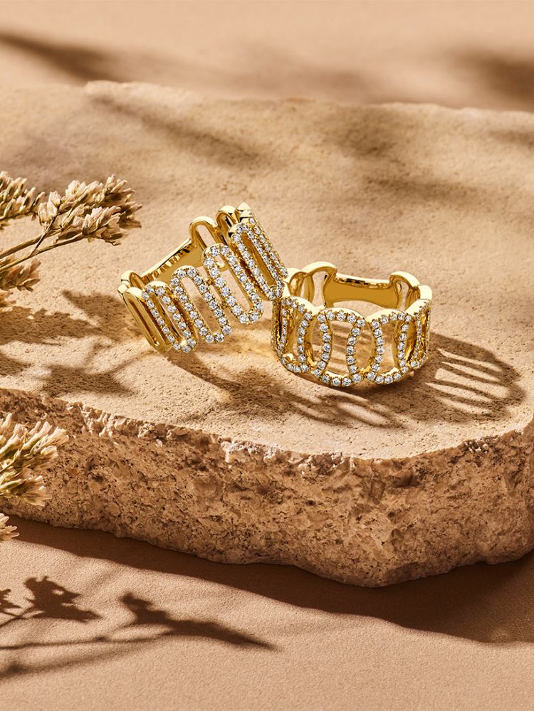 Einzigartiger Gelbgold Statement-Ring mit funkelnden Diamanten – 14 Karat 0.65 ct.