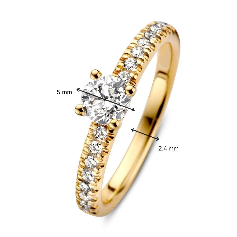 Wunderschöner Solitärring aus Gelbgold mit Brillanten und Seitensteinen – 14 Karat 0,67 ct.