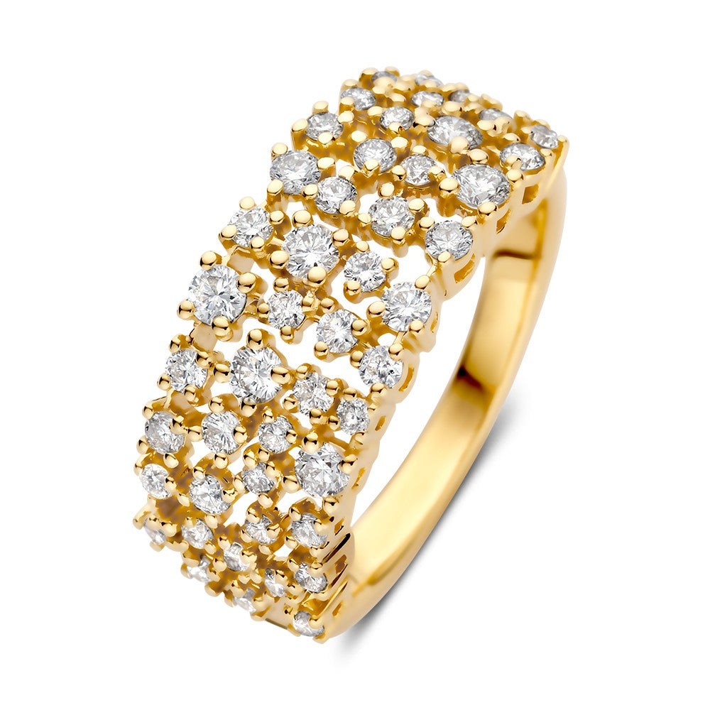 Ring aus Gelbgold mit Brillanten, besetzt mit 0,92 Karat, in geschwungener Form