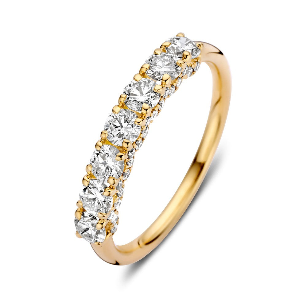 Zeitlose goldener Ring mit Diamanten, 1,12 ct, in Gelbgold mit funkelnden, runden Steinen