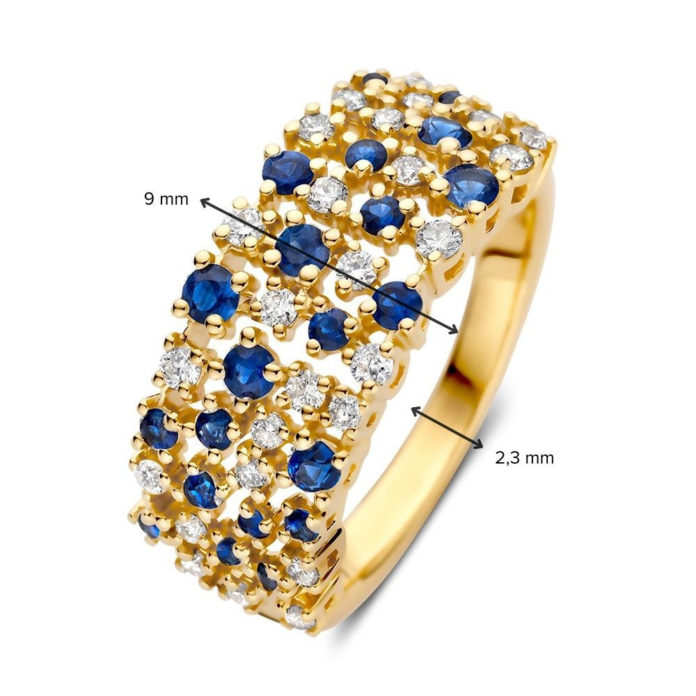 Ring Gelbgold Brillant + Saphir